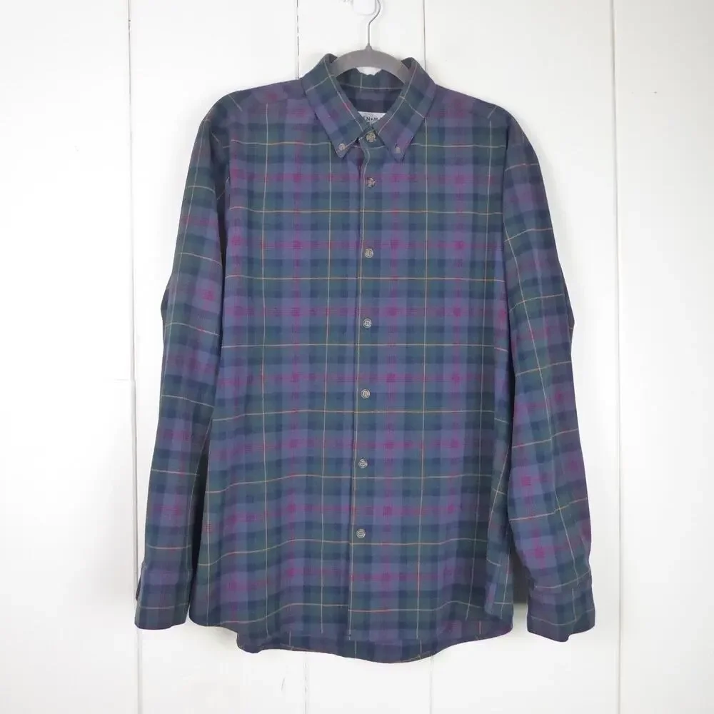 Mizzen and Main Shirt Men SZ L Trim Fit Flannel Button Down Casual MiUSA Classic
